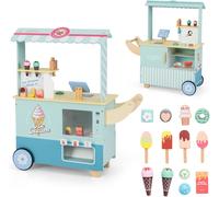 CostwayChariot à Glaces pour Enfants Stand de Glaces pour Tout-petits Distributeur Automatique et Jouets Présentoir Ecran pour 3+ Ans Vert