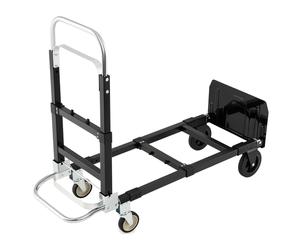 CostwayChariot à Main Convertible 3 en 1 Diable Pliant Robuste avec Poignée Rétractable & Longueur Réglable Chariot à Roulettes Charge 272 kg Noir