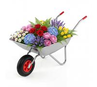 CostwayChariot à une Roue Brouette de Jardin Utilitaire avec 2 Poignées & Grand Pneu en Caoutchouc Chariot Basculant en Métal Robuste