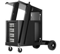 CostwayChariot d'Atelier de Soudage à 4 Tiroirs avec Stockage de Réservoir Chariot à Outils avec Chaîne de Sécurité Charge 45 KG Noir