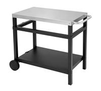CostwayChariot de Barbecue à 2 Niveaux avec Plateau en Acier Inoxydable Desserte Jardin Extérieur avec Étagère Porte-Serviettes 90 x 59 x 81cm Noir