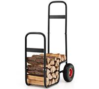 CostwayChariot de Bûches Charge 136 KG avec 2 Roues en Caoutchouc