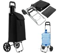 CostwayChariot de Courses Pliable à 2 Roues Caddie à roulettes 33L Charge 35KG Sac Amovible en Tissu Oxford Imperméable Cadre en Métal Noir