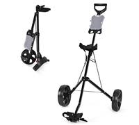 CostwayChariot de Golf à 2 Roues Pliable avec Emplacements pour 4 Tees 4 Balls et Tableau de Score Facile à Ranger et Transporter
