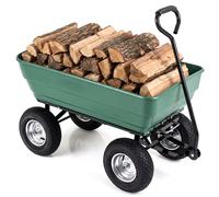 CostwayChariot de Jardin 125 L Brouette à Benne Basculante avec 4 Roues Poignée Réglable Direction Flexible Charge 410 kg Vert