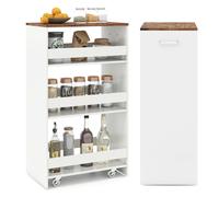 CostwayChariot de Rangement 30 cm à roulettes Desserte de Cuisine Etroit à 4 Niveaux avec Poignée Latérale et Roues Universelles Blanc + Indstriel