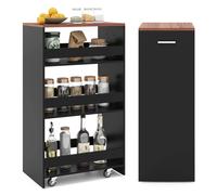 CostwayChariot de Rangement 30 cm à roulettes Desserte de Cuisine Etroit à 4 Niveaux avec Poignée Latérale et Roues Universelles Noir + Brun