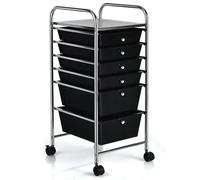 CostwayChariot de Rangement avec Tiroirs à Roulettes avec 2 Freins à Pied 32,5 x 37 x 74,5 CM Noir
