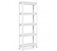 CostwayChariot de Rangement Roulant à 5 Niveaux Organisateur Mobile Gain de Place avec Roulettes Fluides Étagère de Rangement Multifonction Blanc