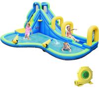 CostwayChâteau Gonflable avec Toboggan Aquatique Pistolet de l'eau Fait en Polyester-Convient pour 4 Enfants de 4 à 12 Ans-Charge Max 120 kg