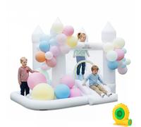 CostwayChâteau Gonflable Enfants avec Souffleur 100 Ballons Aire de Jeux Thème Mariage avec Zone de Saut Piscine à Balles 3-12 Ans Charge 90kg