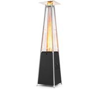 CostwayChauffage à Gaz Pyramidal Extérieur de 48 000 BTU Chauffage à Gaz pour Patio avec Roulettes Radiateur Électrique Chauffant Argent