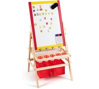 CostwayChevalet 3 en 1 pour Enfants avec Rouleau de Papier Tableau Magnétique Blanc et Noir Accessoires 52,5x515x106,5cm