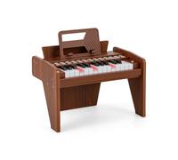 CostwayClavier de Piano 25 Touches pour Enfants Mini Piano Numérique Jouet avec Vitesse Volume Réglables Mode Pédagogique Pupitre pour 3+ Ans Marron