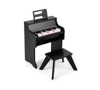 CostwayClavier de Piano à 25 Touches avec Tabouret Piano Numérique en Bois avec Vitesse et Volume Réglables Mode d'Apprentissage Pupitre Noir