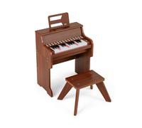 CostwayClavier de Piano à 25 Touches avec Tabouret Piano Numérique en Bois avec Vitesse et Volume Réglables Mode d'Apprentissage Pupitre Marron