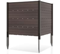 CostwayClôtures de Jardin 120x115CM avec 5 Piquets de Sol Clôture de Confidentialité Extérieur pour Poubelle ou Équipement de Piscine Marron