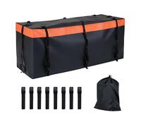 CostwayCoffre Attelage 453 L Coffre Arrière pour Attelage de Remorque PVC Imperméable 8 Sangles Renforcées Sac de Rangement Orange