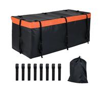CostwayCoffre Attelage 566 L Coffre Arrière pour Attelage de Remorque PVC Imperméable 8 Sangles Renforcées Sac de Rangement Orange