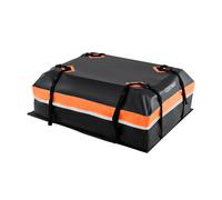 CostwayCoffre de Toit Voiture 450 L Sac de Toit Étanche PVC avec 6 Crochets 10 Sangles Tapis Antidérapant Bandes Réfléchissantes Noir + Orange