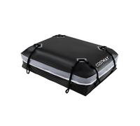 CostwayCoffre de Toit Voiture 600 L Sac de Toit Étanche PVC avec 6 Crochets 10 Sangles Tapis Antidérapant Bandes Réfléchissantes Noir + Gris