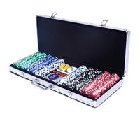 CostwayCoffret de Poker avec 500 jetons Mallette de Poker pour 2 à 4 Joueurs, Verrouillable, en aluminium, jeux de cartes, dés