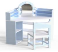 CostwayCoiffeuse D angle pour Enfants avec Lumières Ensemble Table de Maquillage Princesse & Chaise avec 3 Étagères de Rangement pour 3+ Ans Blanc
