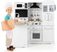 CostwayCuisine d Angle Enfants avec Ustensiles de Cuisine Téléphone Simulé Machine à Laver Réfrigérateur