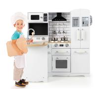 CostwayCuisine d?Angle Enfants avec Ustensiles de Cuisine Téléphone Simulé Machine à Laver Réfrigérateur