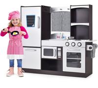 CostwayCuisine Enfant en Sapin Non Toxique avec Réfrigérateur à 2 Niveaux Évier, Four, pour Enfant de 3+ Ans 97 x30 x 95 CM