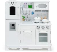 CostwayCuisine Enfants avec Téléphone & Tableau Noir Cuisiniere Enfants avec Lumière & Effet Sonore pour Enfants de 3 Ans+