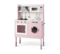 CostwayCuisine Enfants Rose avec Accessoires & 3 Hauteur Réglable Jeu de Cuisine avec Sons et Lumières Jouet d'Imitation pour Enfants de 3 Ans+