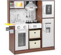 CostwayCuisine Jouet Lumières et Sons Attrayants Hotte Micro-ondes Machine à Glaçons Tableau Noir Évier Porte-serviettes pour Les de 3 Ans et Plus Café