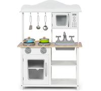 CostwayCuisine pour Enfants avec Accessoires : Micro-Ondes Casserole Ustensile Jeu d'Imitation Ensemble de Jeu d'Imitation