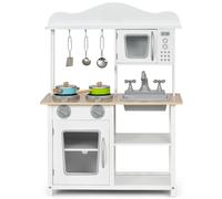 CostwayCuisine pour Enfants avec Accessoires : Micro-Ondes Casserole Ustensile Jeu d'Imitation Ensemble de Jeu d'Imitation