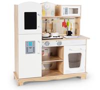 CostwayCuisine pour Enfants avec Four Micro-Ondes et Robinet 5 Accessoires Jouet d'Imitation pour Enfant de 3 à 7Ans