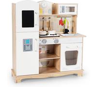 CostwayCuisine pour Enfants avec Four Micro-Ondes et Robinet 5 Accessoires Jouet d'Imitation pour Enfant de 3 à 7Ans