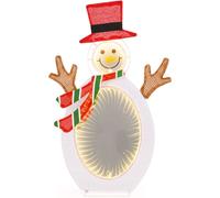 CostwayDécoration de Noël 2D Bonhomme de Neige Pré-éclairé de 75 Perles de Lumière LED 2 Miroirs Lumineux Infinis Chapeau Haut de Forme Echarpe