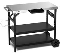 CostwayDesserte Extérieure à Roulettes à 3 Étagères Chariot Service de Cuisine Étagère Réglable Épices Porte-Serviettes Porte-Mouchoirs Noir