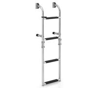 CostwayÉchelle de Piscine Pliable en Acier Inoxydable 4 Marches Clips en Plastique Adaptateur de Sol Ponton Bateaux Quai Yacht