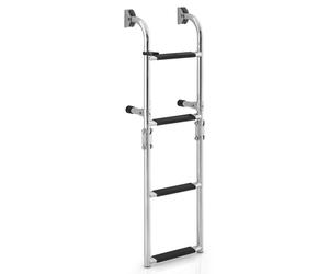 CostwayÉchelle de Piscine Pliable en Acier Inoxydable 4 Marches Clips en Plastique Adaptateur de Sol Ponton Bateaux Quai Yacht