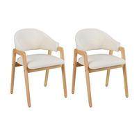 CostwayEnsemble de 2 Chaises de Salle à Manger Moderne Chaise de Cuisine avec Siège Rembourré et Dossier Courbé Ergonomique Patins Réglables Blanc