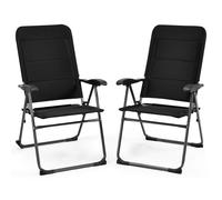 CostwayEnsemble de 2 Chaises Longues de Patio Rembourrées Fauteuils Inclinables à 7 Positions Réglables Chaise Pliante Capacité 136 Kg Noir