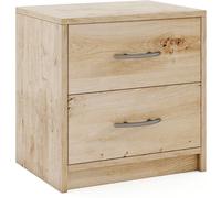 CostwayEnsemble de 2 Table de Nuit à 2 Tiroirs avec Rangement Petite Table de Nuit de Sol Table d'Appoint en Bois Chêne