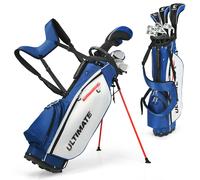 CostwayEnsemble de Clubs de Golf 9 Pièces pour Débutant avec Sac Trépied Conception Ergonomiqu en Métal Robuste