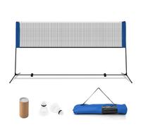 CostwayEnsemble de Filet et Raquettes de Badminton Réglable 2 Volants Repose-pieds Coussinets de Serrage Sac de Transport pour Volley-ball Pickleball 420*155*102cm