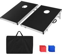 CostwayEnsemble de Panneaux de Cornhole en Bois Alliage d'Aluminium avec Poignée Latérale 8 Sacs de Sable 2 Plateaux de 90 x 60 cm