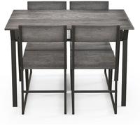 CostwayEnsemble de Table à Manger 5 Pièces Cadre en Métal Gris