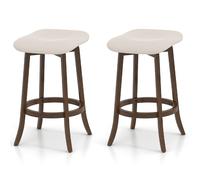 CostwayEnsemble de Tabourets de Bar Pivotants Tabourets sans Dossier de 74 cm avec Siège Rembourrée et Pieds en Bois Massif Chaises Hautes Marron