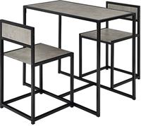 CostwayEnsemble Table à Manger 1 Table et 2 Chaises Encastrable Style Industriel Moderne pour Salle à Manger Bistro Gris